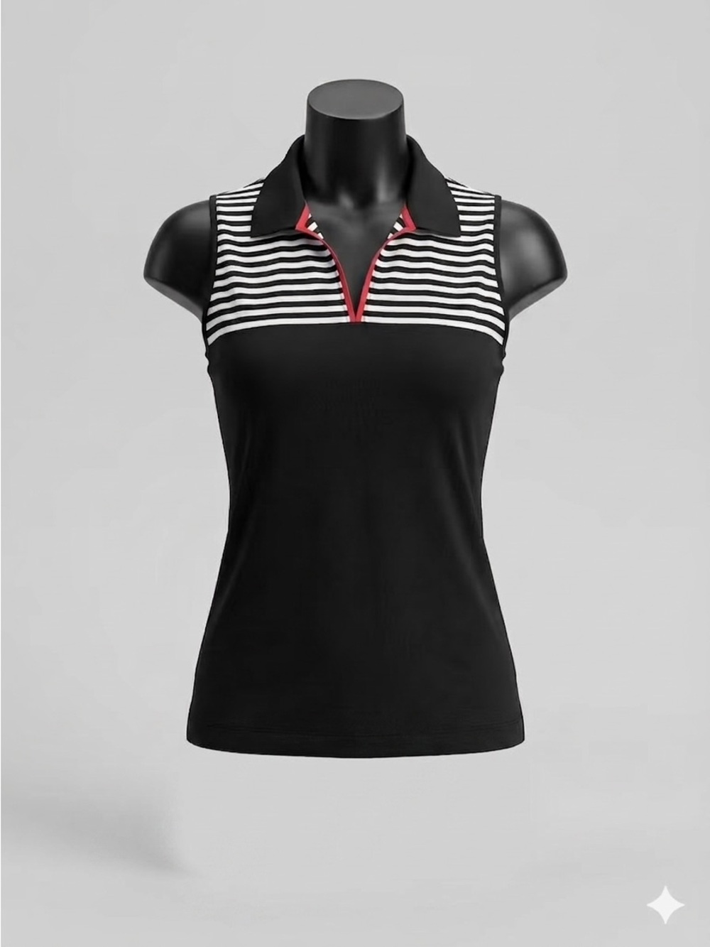 Slazenger Black Tank with White Striped and Pink Zip Accent